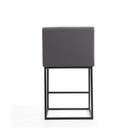 Manhattan Comfort Ambassador Mid-Century Modern Metal Upholstered Counter Stool in Gray - Set of 2