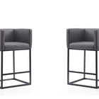 Manhattan Comfort Embassy Mid-Century Modern Metal Upholstered Counter Stool in Gray - Set of 2