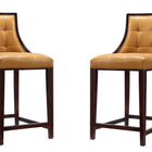 Manhattan Comfort Fifth Avenue Traditional Wood Upholstered Counter Stool in Camel - Set of 2