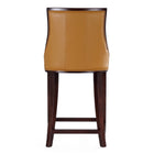Manhattan Comfort Fifth Avenue Traditional Wood Upholstered Counter Stool in Camel - Set of 2