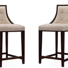 Manhattan Comfort Fifth Avenue Traditional Wood Upholstered Counter Stool in Cream - Set of 2
