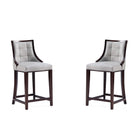 Manhattan Comfort Fifth Avenue Traditional Wood Upholstered Counter Stool in Light Gray - Set of 2