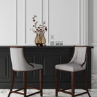 Manhattan Comfort Fifth Avenue Traditional Wood Upholstered Counter Stool in Light Gray - Set of 2