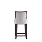 Manhattan Comfort Fifth Avenue Traditional Wood Upholstered Counter Stool in Light Gray - Set of 2