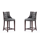 Manhattan Comfort Fifth Avenue Traditional Wood Upholstered Counter Stool in Graphite - Set of 2