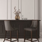 Manhattan Comfort Fifth Avenue Traditional Wood Upholstered Counter Stool in Graphite - Set of 2
