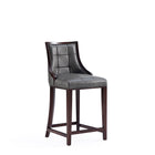 Manhattan Comfort Fifth Avenue Traditional Wood Upholstered Counter Stool in Graphite - Set of 2