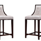 Manhattan Comfort Fifth Avenue Traditional Wood Upholstered Counter Stool in Pearl White - Set of 2