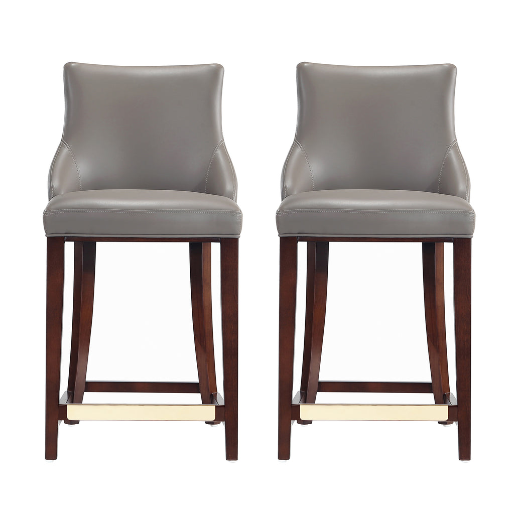 Manhattan Comfort Shubert Modern Wood Upholstered Counter Stool in Dark Taupe - Set of 2