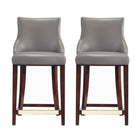 Manhattan Comfort Shubert Modern Wood Upholstered Counter Stool in Dark Taupe - Set of 2