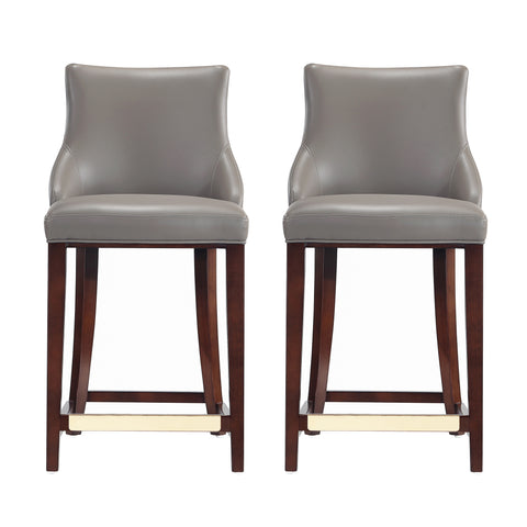 Manhattan Comfort Shubert Modern Wood Upholstered Counter Stool in Dark Taupe - Set of 2