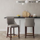 Manhattan Comfort Shubert Modern Wood Upholstered Counter Stool in Dark Taupe - Set of 2