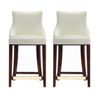 Manhattan Comfort Shubert Modern Wood Upholstered Counter Stool in Ivory - Set of 2