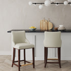 Manhattan Comfort Shubert Modern Wood Upholstered Counter Stool in Ivory - Set of 2