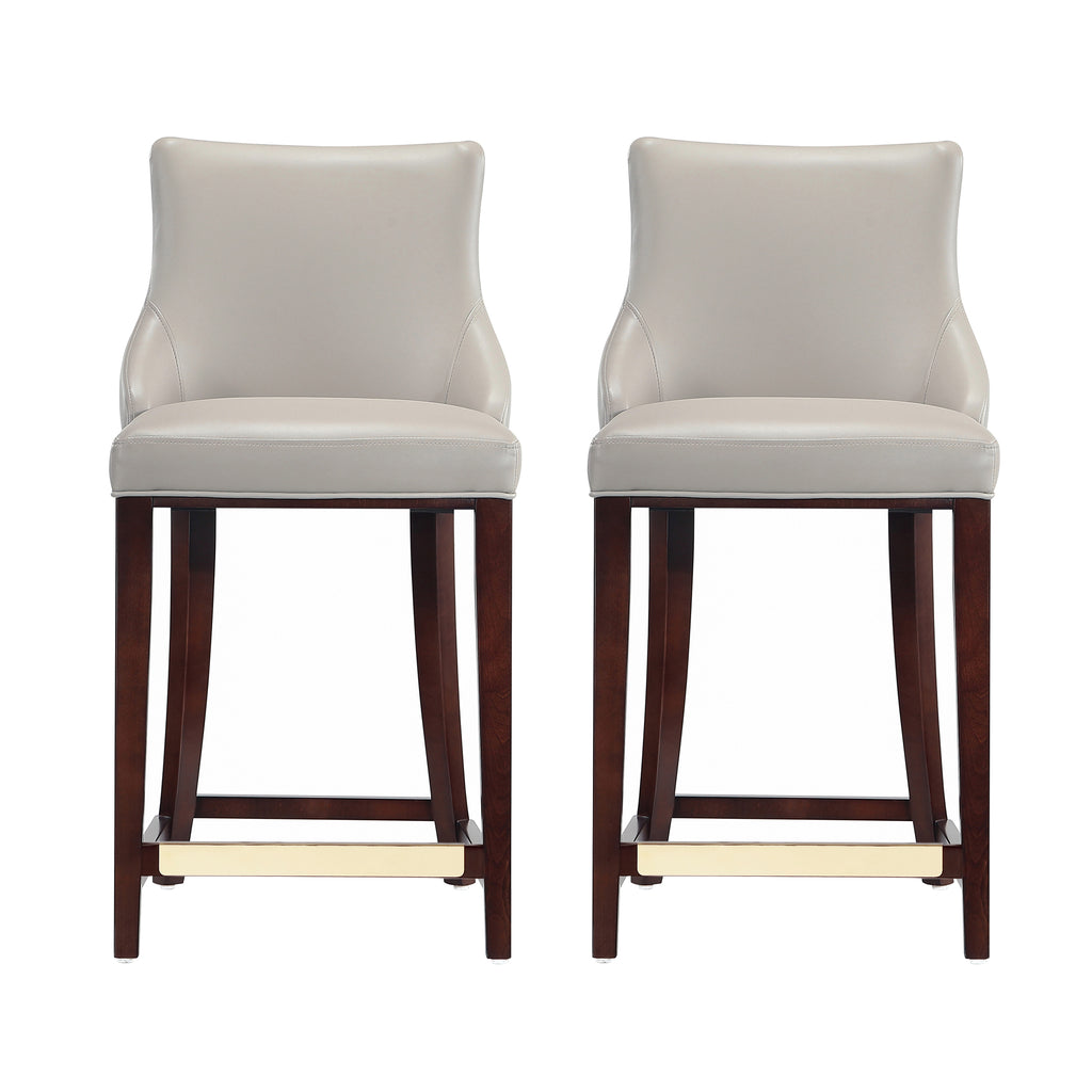 Manhattan Comfort Shubert Modern Wood Upholstered Counter Stool in Light Gray - Set of 2