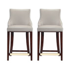 Manhattan Comfort Shubert Modern Wood Upholstered Counter Stool in Light Gray - Set of 2