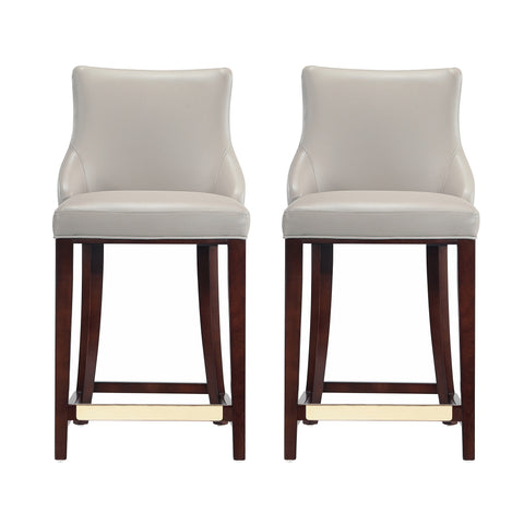 Manhattan Comfort Shubert Modern Wood Upholstered Counter Stool in Light Gray - Set of 2