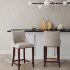 Manhattan Comfort Shubert Modern Wood Upholstered Counter Stool in Light Gray - Set of 2