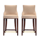 Manhattan Comfort Shubert Modern Wood Upholstered Counter Stool in Tan - Set of 2