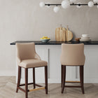 Manhattan Comfort Shubert Modern Wood Upholstered Counter Stool in Tan - Set of 2