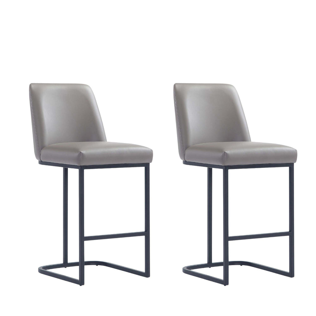 Manhattan Comfort Serena Modern Metal Upholstered Counter Stool in Taupe - Set of 2