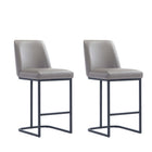 Manhattan Comfort Serena Modern Metal Upholstered Counter Stool in Taupe - Set of 2