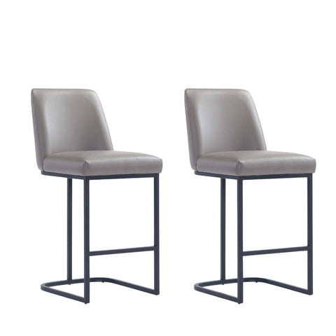 Manhattan Comfort Serena Modern Metal Upholstered Counter Stool in Taupe - Set of 2