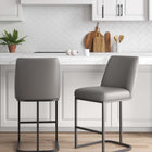 Manhattan Comfort Serena Modern Metal Upholstered Counter Stool in Taupe - Set of 2
