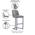 Manhattan Comfort Serena Modern Metal Upholstered Counter Stool in Taupe - Set of 2