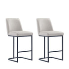 Manhattan Comfort Serena Modern Metal Upholstered Counter Stool in Light Gray - Set of 2