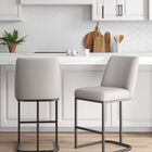 Manhattan Comfort Serena Modern Metal Upholstered Counter Stool in Light Gray - Set of 2