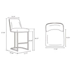 Manhattan Comfort Serena Modern Metal Upholstered Counter Stool in Light Gray - Set of 2