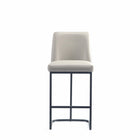 Manhattan Comfort Serena Modern Metal Upholstered Counter Stool in Light Gray - Set of 2