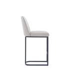 Manhattan Comfort Serena Modern Metal Upholstered Counter Stool in Light Gray - Set of 2