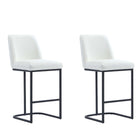 Manhattan Comfort Serena Modern Metal Upholstered Counter Stool in White - Set of 2