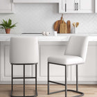 Manhattan Comfort Serena Modern Metal Upholstered Counter Stool in White - Set of 2