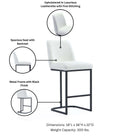 Manhattan Comfort Serena Modern Metal Upholstered Counter Stool in White - Set of 2