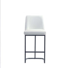 Manhattan Comfort Serena Modern Metal Upholstered Counter Stool in White - Set of 2