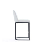 Manhattan Comfort Serena Modern Metal Upholstered Counter Stool in White - Set of 2