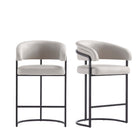 Manhattan Comfort Augusta Modern Metal Upholstered Counter Stool in Light Gray - Set of 2