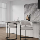 Manhattan Comfort Augusta Modern Metal Upholstered Counter Stool in Light Gray - Set of 2