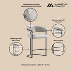 Manhattan Comfort Augusta Modern Metal Upholstered Counter Stool in Light Gray - Set of 2