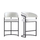 Manhattan Comfort Augusta Modern Metal Upholstered Counter Stool in White - Set of 2