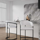 Manhattan Comfort Augusta Modern Metal Upholstered Counter Stool in White - Set of 2