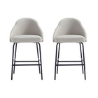 Manhattan Comfort Gracie Modern Metal Upholstered Counter Stool in Stone Gray and Black - Set of 2