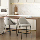 Manhattan Comfort Gracie Modern Metal Upholstered Counter Stool in Stone Gray and Black - Set of 2