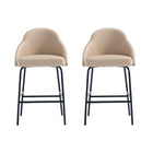 Manhattan Comfort Gracie Modern Metal Upholstered Counter Stool in Tan and Black - Set of 2