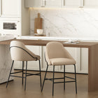 Manhattan Comfort Gracie Modern Metal Upholstered Counter Stool in Tan and Black - Set of 2