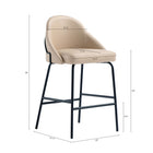 Manhattan Comfort Gracie Modern Metal Upholstered Counter Stool in Tan and Black - Set of 2