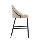 Manhattan Comfort Gracie Modern Metal Upholstered Counter Stool in Tan and Black - Set of 2